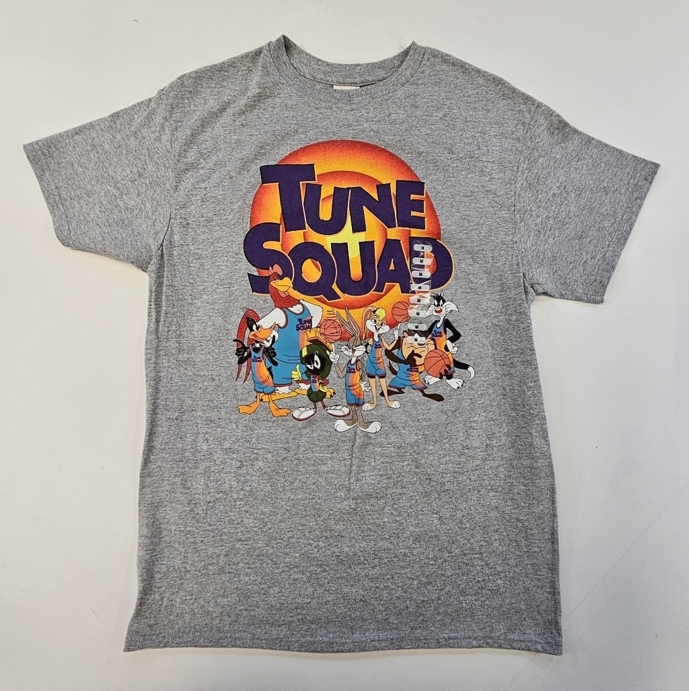 Vintage Looney Tunes Shirt Mens Gray Short Sleeve Tune Squad Cartoon Graphic M